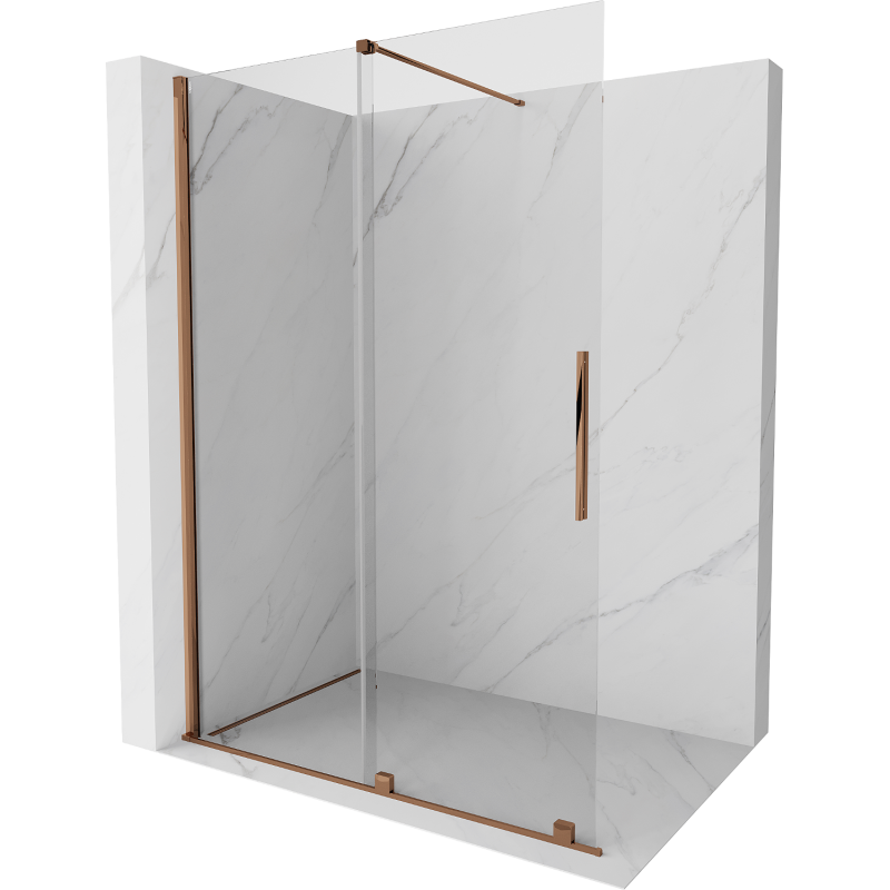 Mexen Velar walk-in Duschwand 140 x 200 cm, transparent 8 mm, roségold - 871-140-000-03-60