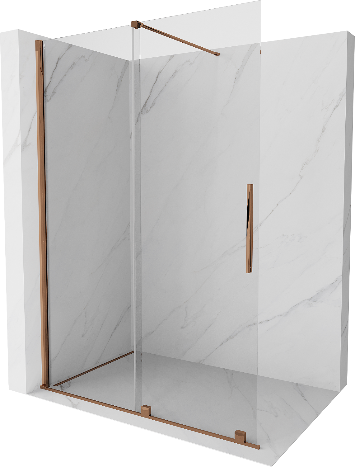 Mexen Velar walk-in Duschwand 140 x 200 cm, transparent 8 mm, roségold - 871-140-000-03-60