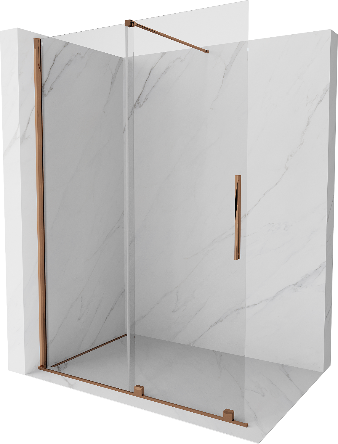 Mexen Velar Duschwand Schwenkbar Walk-in 160 x 200 cm, transparent 8 mm, roségold - 871-160-000-03-60