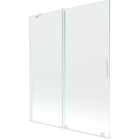 Mexen Velar 2-Flügel-Badewannenwand Regulierbare 140 x 150 cm, transparent, Weiß - 896-140-000-01-20