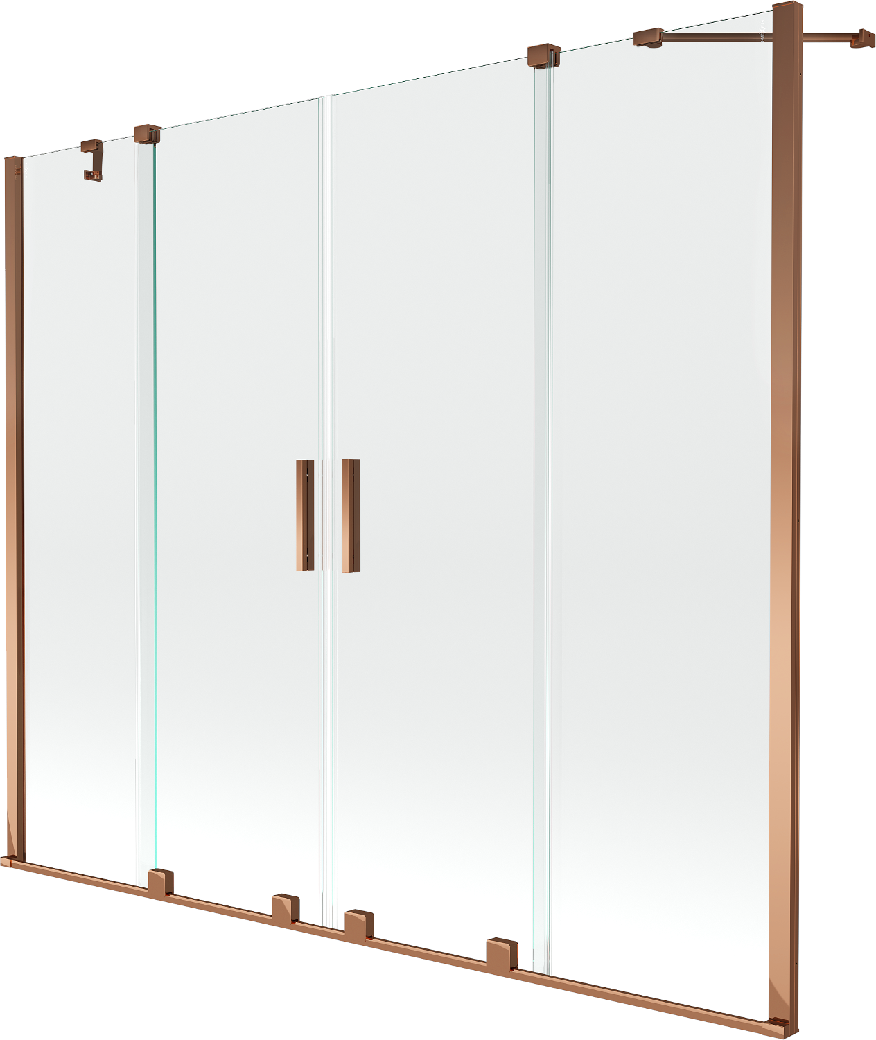 Mexen Velar Duo 2-Flügel-Badewannenwand Regulierbare 170 x 150 cm, transparent, Rosa Gold - 896-170-000-02-60