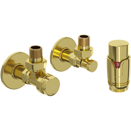 Mexen G00 Thermostat-Set, Eckversion, mit Rosette, Gold - W901-900-904-50