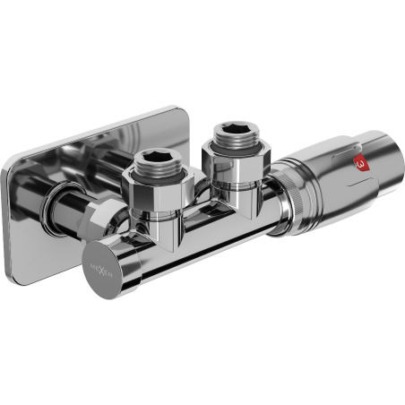 Mexen G00 Thermostat-Sets Eckversion mit Abdeckung S, Duplex, DN50, Chrom - W907-900-910-01