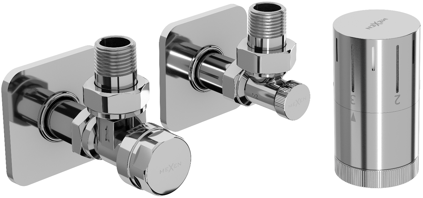 Mexen G05 Thermostat-Winkelset mit S-Abdeckung, Chrom - W901-958-909-01