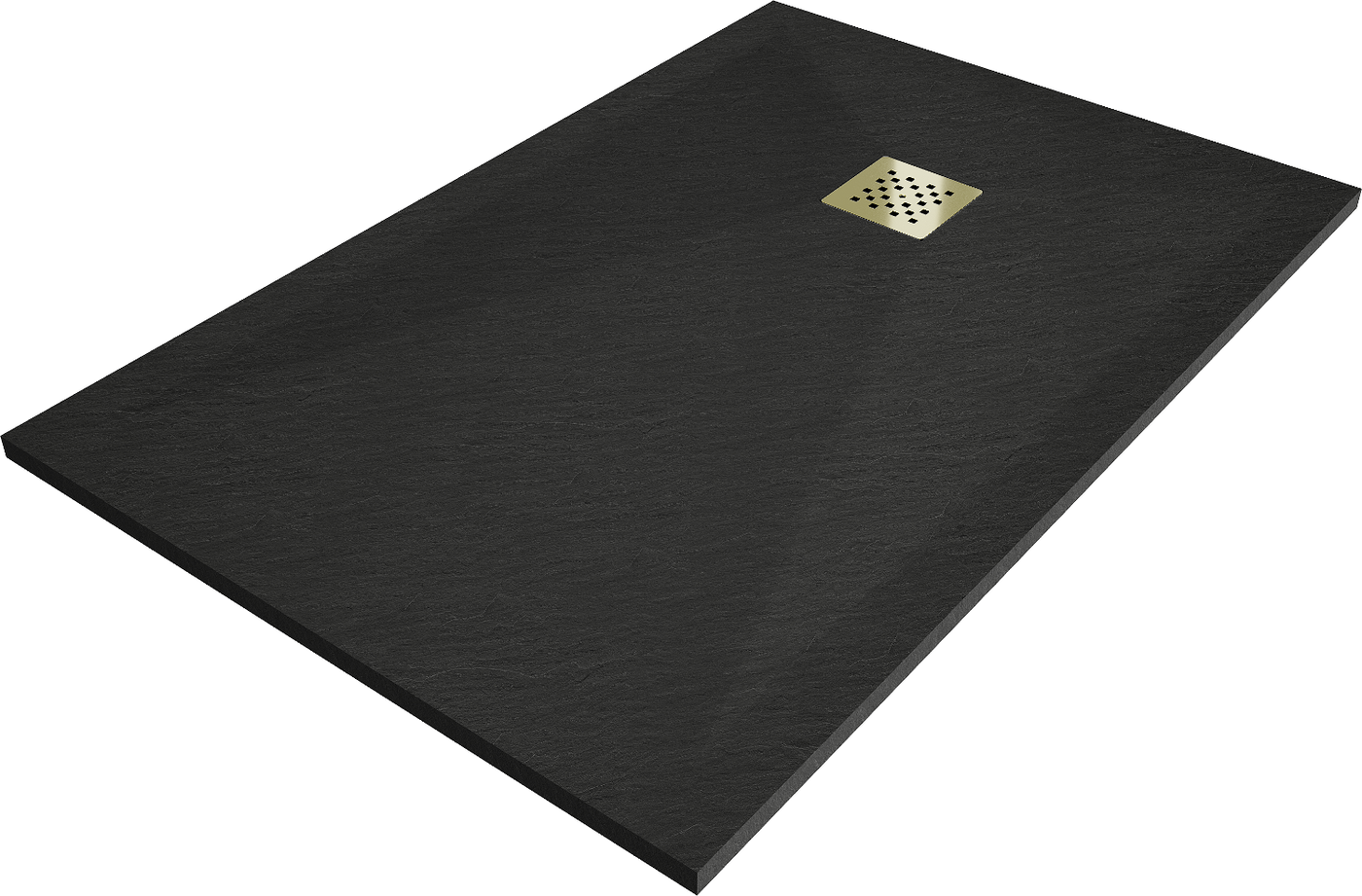 Mexen Stone+ rechteckiger Verbundduschtasse 100 x 70 cm, schwarz, Abdeckung gold - 44707010-G