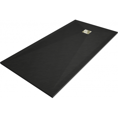 Mexen Stone+ rechteckige Verbundduschtasse 180 x 80 cm, schwarz, Abdeckplatte gold - 44708018-G