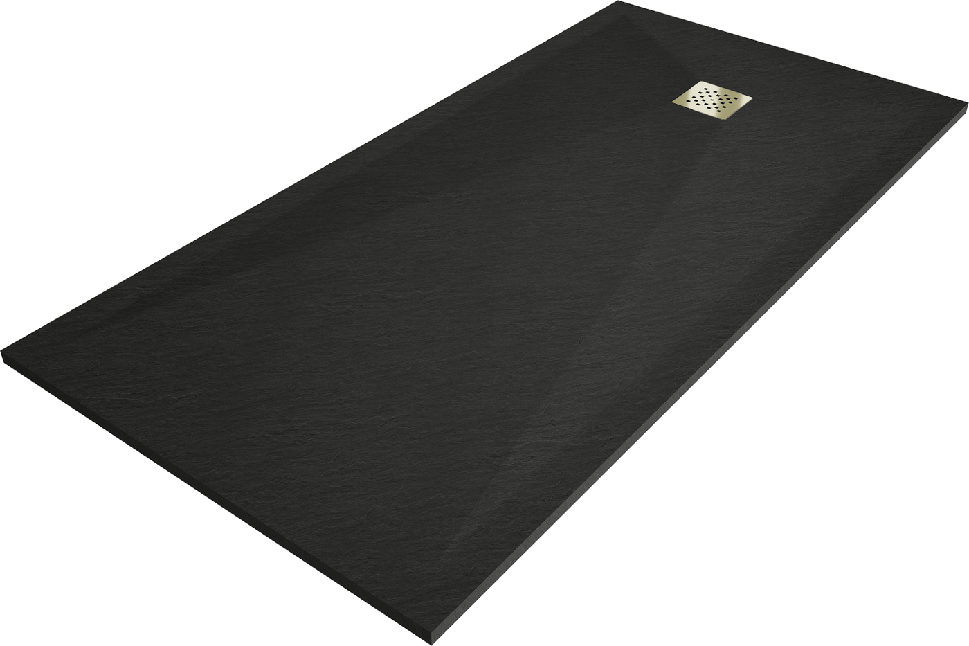 Mexen Stone+ rechteckige Verbundduschtasse 200 x 90 cm, schwarz, Abdeckung gold - 44709020-G