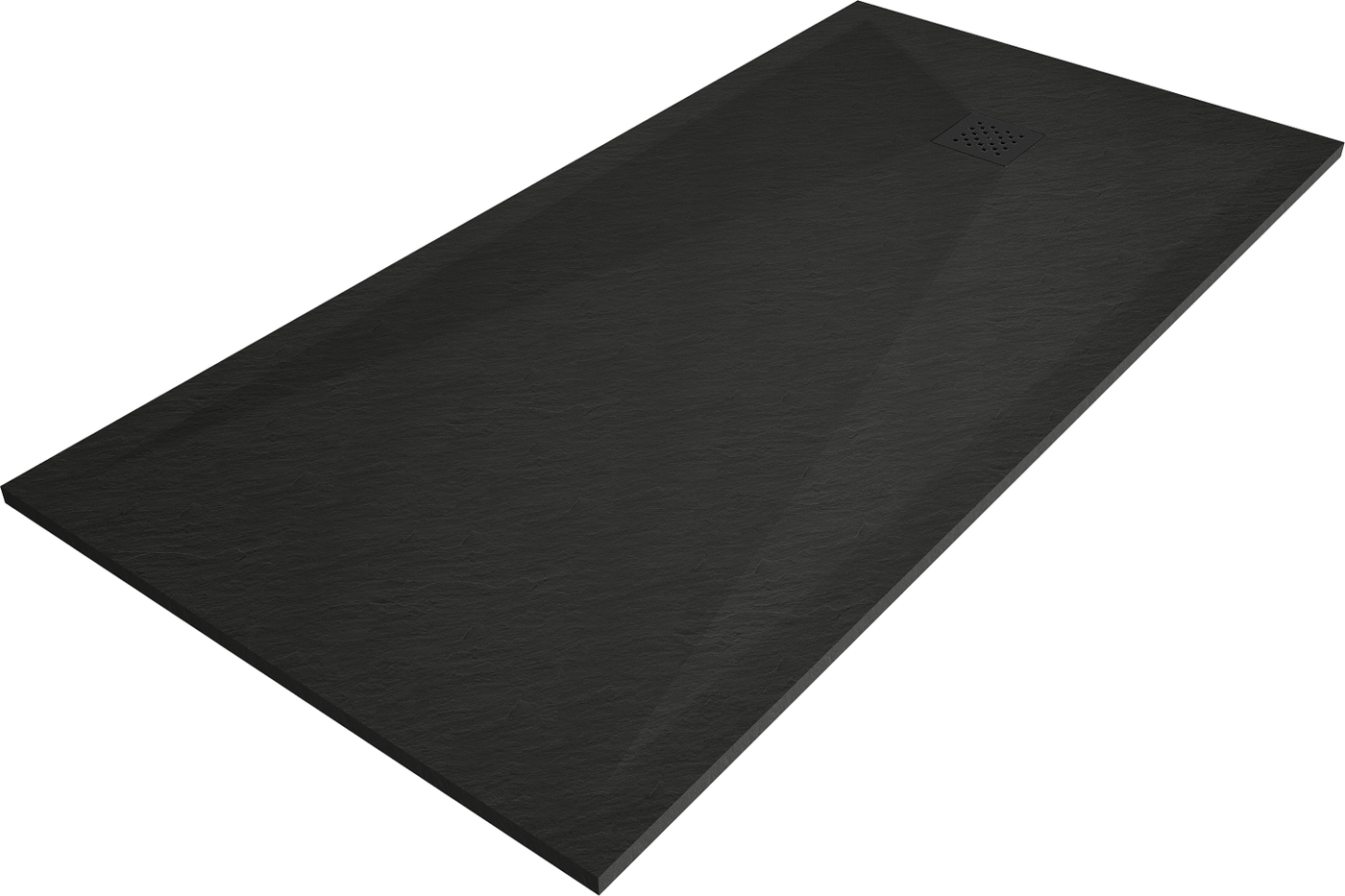 Mexen Stone+ rechteckige Mineral-komposit-Duschwanne 160 x 80 cm, schwarz, schwarze Abdeckung - 44708016-B