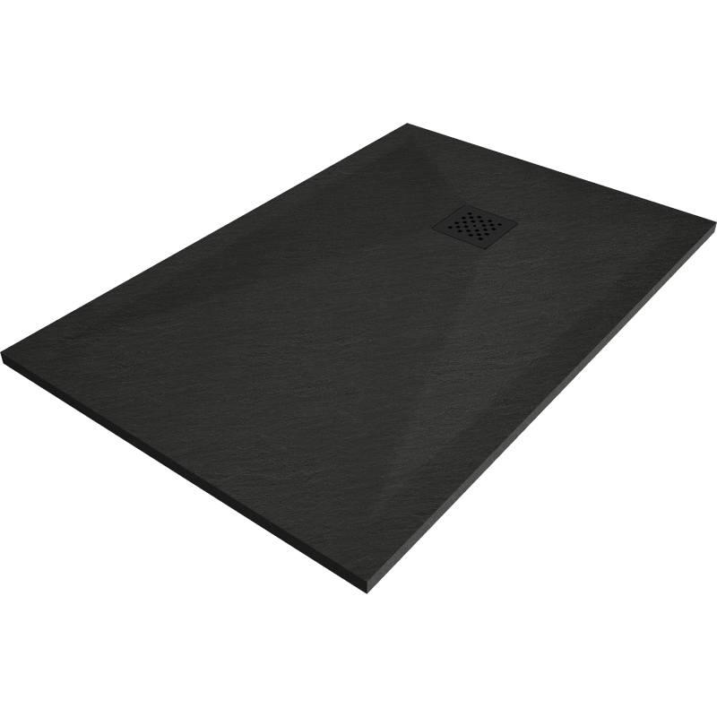 Mexen Stone+ Duschwanne aus Verbundmaterial rechteckig 140 x 90 cm, schwarz, schwarze Abdeckung - 44709014-B