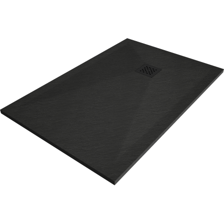 Mexen Stone+ Duschwanne aus Verbundmaterial rechteckig 120 x 70 cm, schwarz, schwarze Abdeckung - 44707012-B