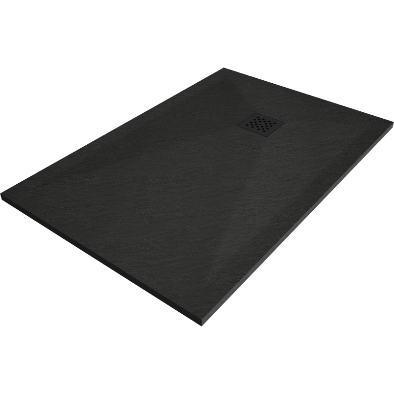 Mexen Stone+ rechteckige Verbundduschwanne 100 x 90 cm, schwarz, schwarze Abdeckung - 44709010-B