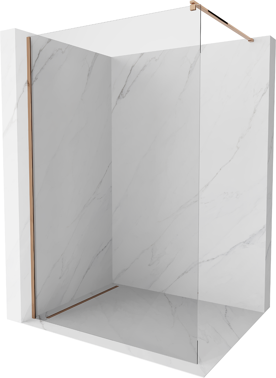 Mexen Kioto Duschwand Walk-in 95 x 200 cm, transparent 8 mm, roségold - 800-095-101-60-00