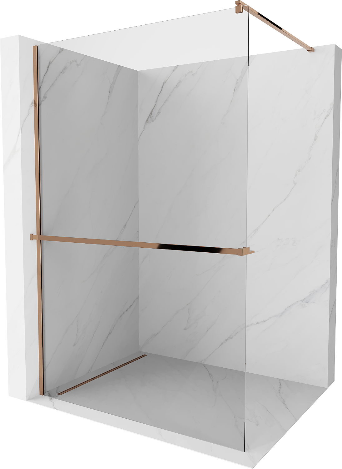 Mexen Kioto+ Duschwand mit Walk-in Regal 95 x 200 cm, transparent, roségold - 800-095-121-60-00