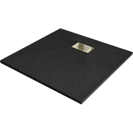 Mexen Hugo quadratische Duschwanne SMC 90 x 90 cm, schwarz, Abdeckung gold - 42709090-G