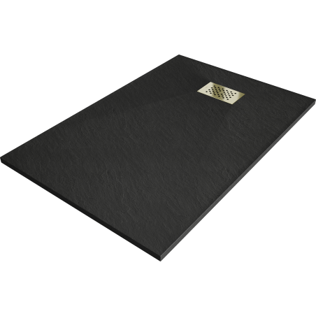 Mexen Hugo Duschwanne rechteckig SMC 120 x 70 cm, schwarz, goldene Abdeckung - 42707012-G