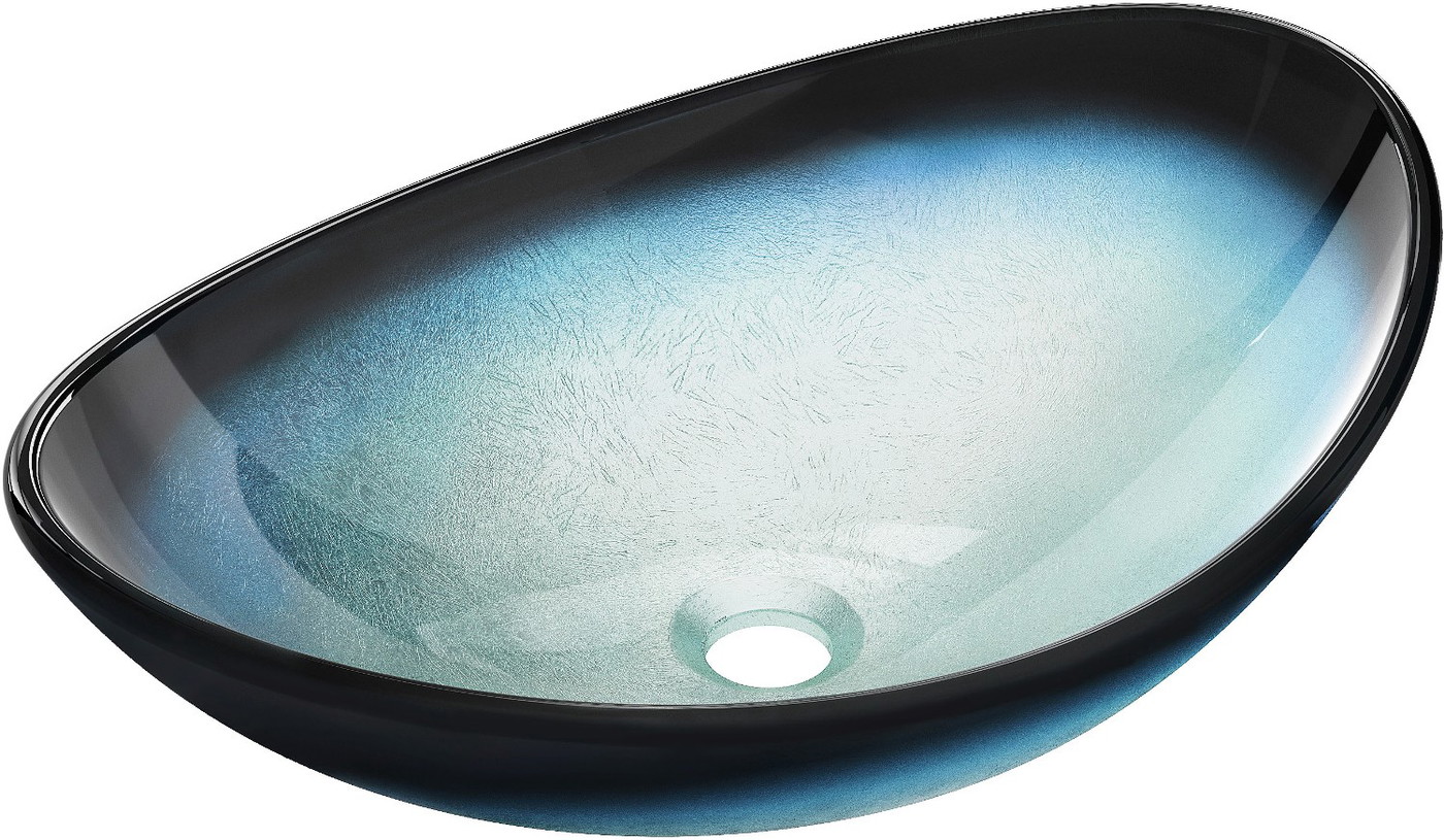 Mexen Sonia Aufsatzwaschbecken aus Glas 54 x 37 cm, Blau - 24145447