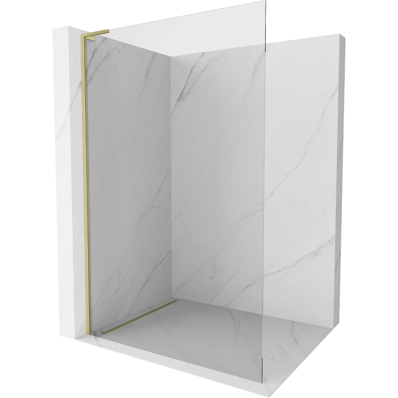 Mexen Kioto L Duschwand Walk-in 60 x 200 cm, transparent, gebürstetes Gold - 800-060-103-55-00