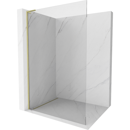 Mexen Kioto L Duschwand Walk-in 75 x 200 cm, transparent, gebürstetes Gold - 800-075-103-55-00