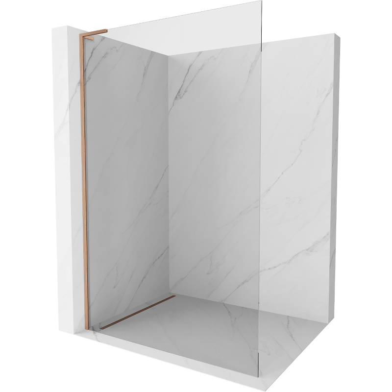 Mexen Kioto L Duschwand Walk-in 70 x 200 cm, transparent, gebürstetes Kupfer - 800-070-103-65-00