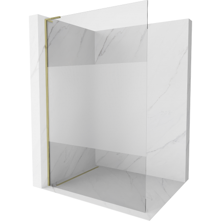 Mexen Kioto L Duschwand Walk-in 100 x 200 cm, transparent/frosted, golden - 800-100-103-50-35