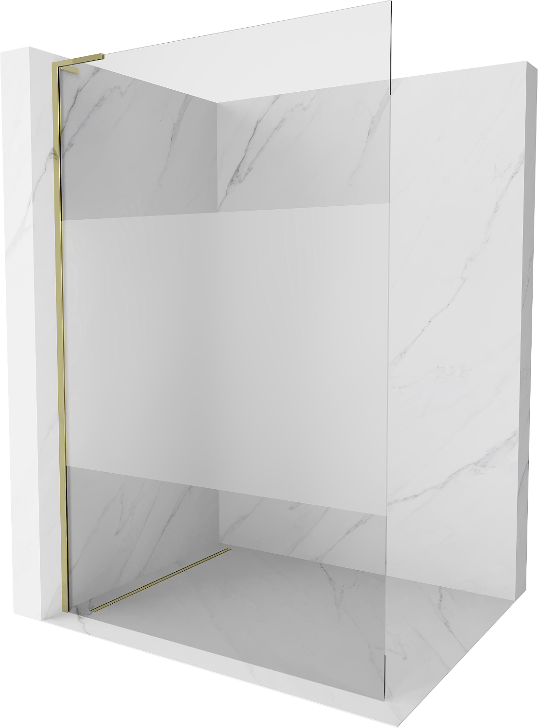 Mexen Kioto L Duschwand Walk-in 110 x 200 cm, transparent/matt, gold - 800-110-103-50-35