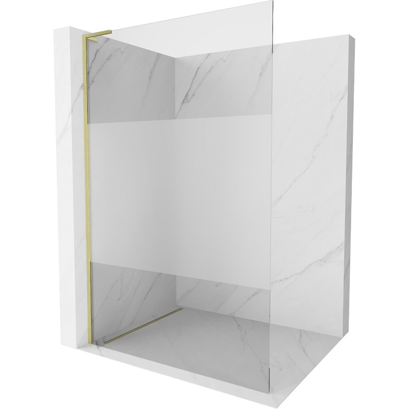 Mexen Kioto L Duschwand Walk-in 80 x 200 cm, transparent/satiniert, gebürstetes Gold - 800-080-103-55-35