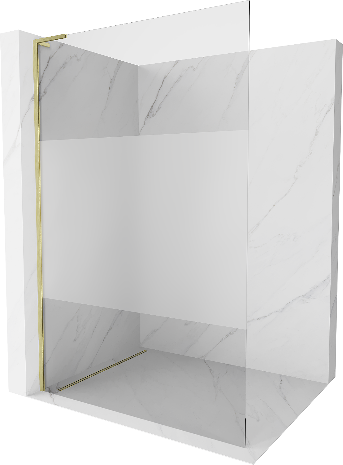 Mexen Kioto L Duschwand Walk-in 80 x 200 cm, transparent/satiniert, gebürstetes Gold - 800-080-103-55-35