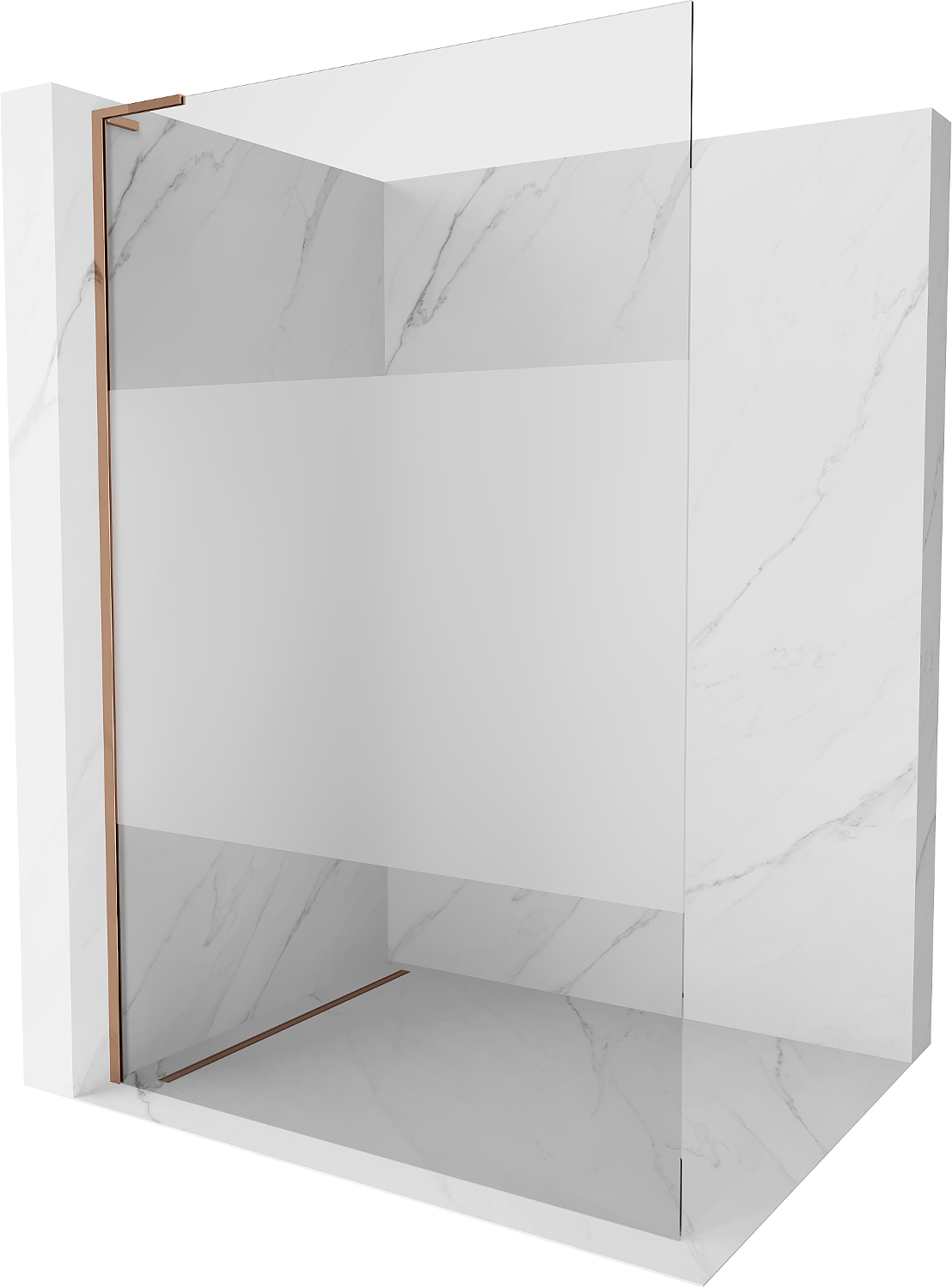 Mexen Kioto L Duschwand Walk-in 70 x 200 cm, transparent/rau, roségold - 800-070-103-60-35