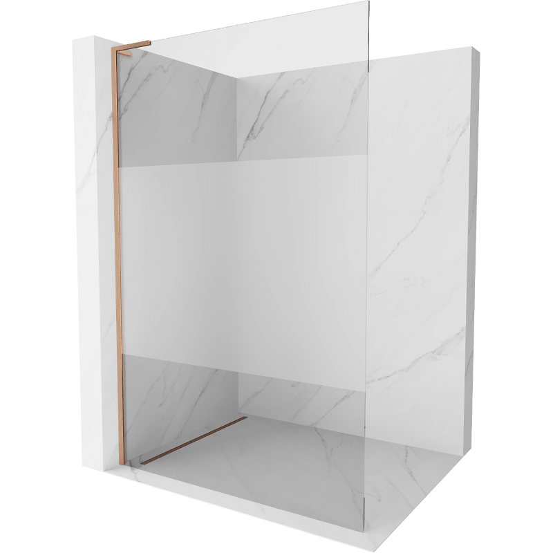 Mexen Kioto L Duschwand Walk-in 70 x 200 cm, transparent/frosted, gebürstetes Messing - 800-070-103-65-35