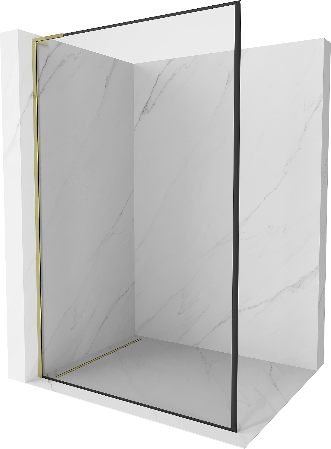 Mexen Kioto L Duschwand Walk-in 90 x 200 cm, schwarzes Muster, gold - 800-090-103-50-70