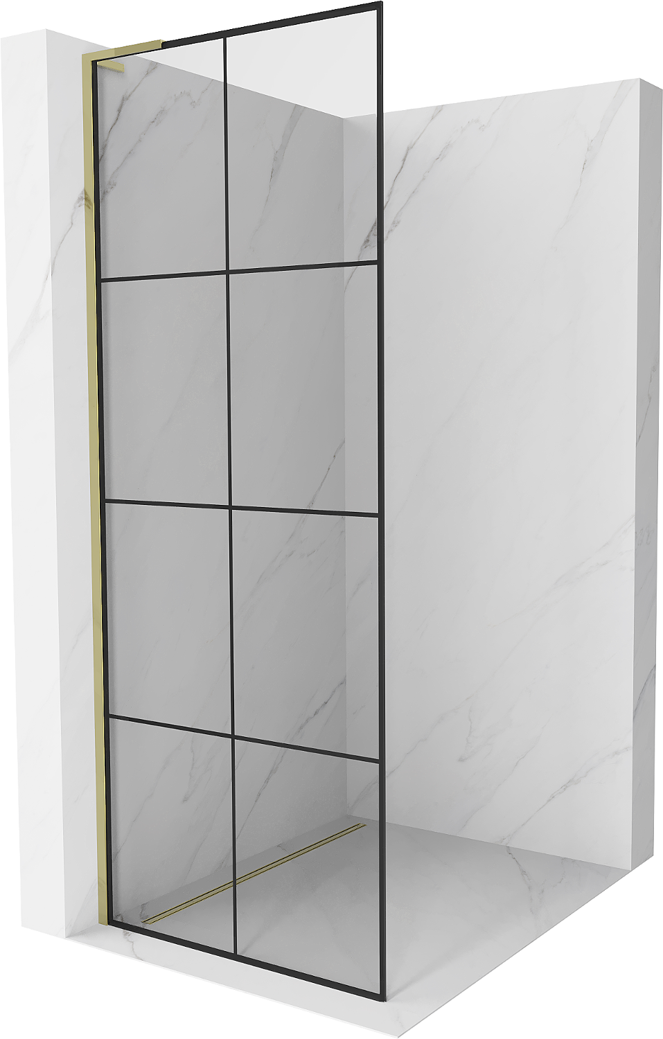 Mexen Kioto L Duschwand Walk-in 70 x 200 cm, schwarzes Muster, gold - 800-070-103-50-77