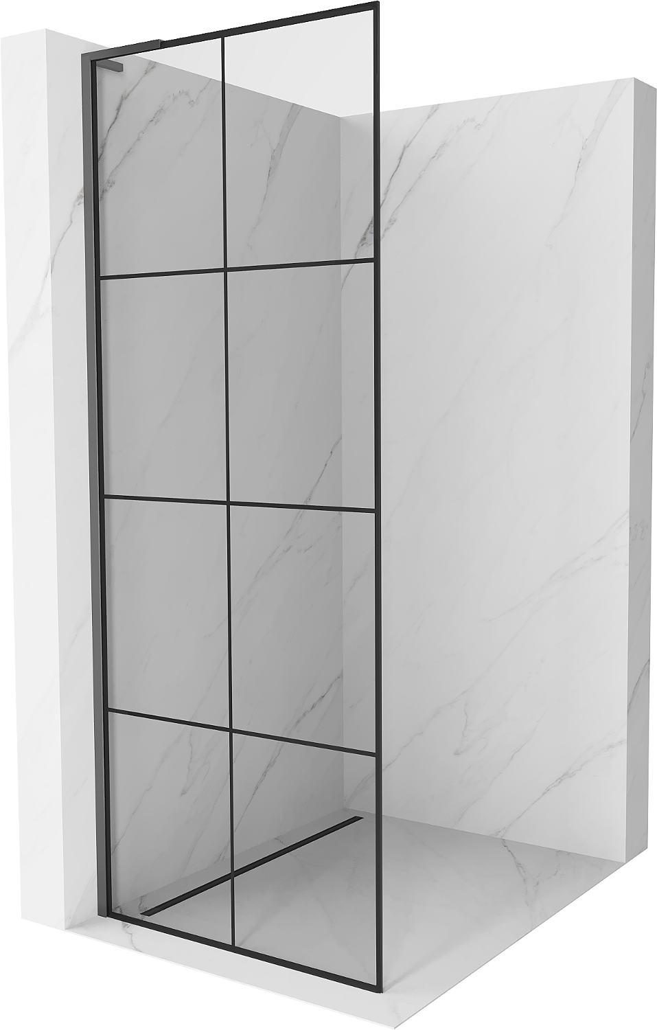 Mexen Kioto L Duschwand Walk-in 70 x 200 cm, schwarzes Muster, Gun Metal - 800-070-103-95-77