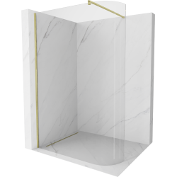 Mexen Kioto Duschwand gebogen Walk-in 90 x 200 cm, transparent 8 mm, gebürstetes Gold - 800-090-101-55-06