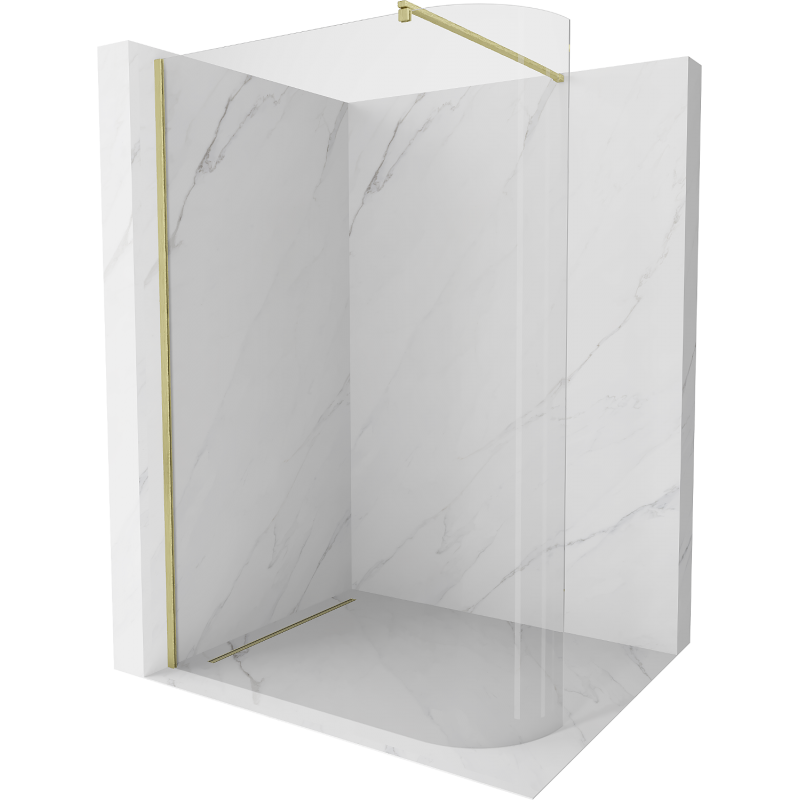 Mexen Kioto abgerundete Walk-in-Dusche 100 x 200 cm, transparent 8 mm, gebürstetes Gold - 800-100-101-55-06