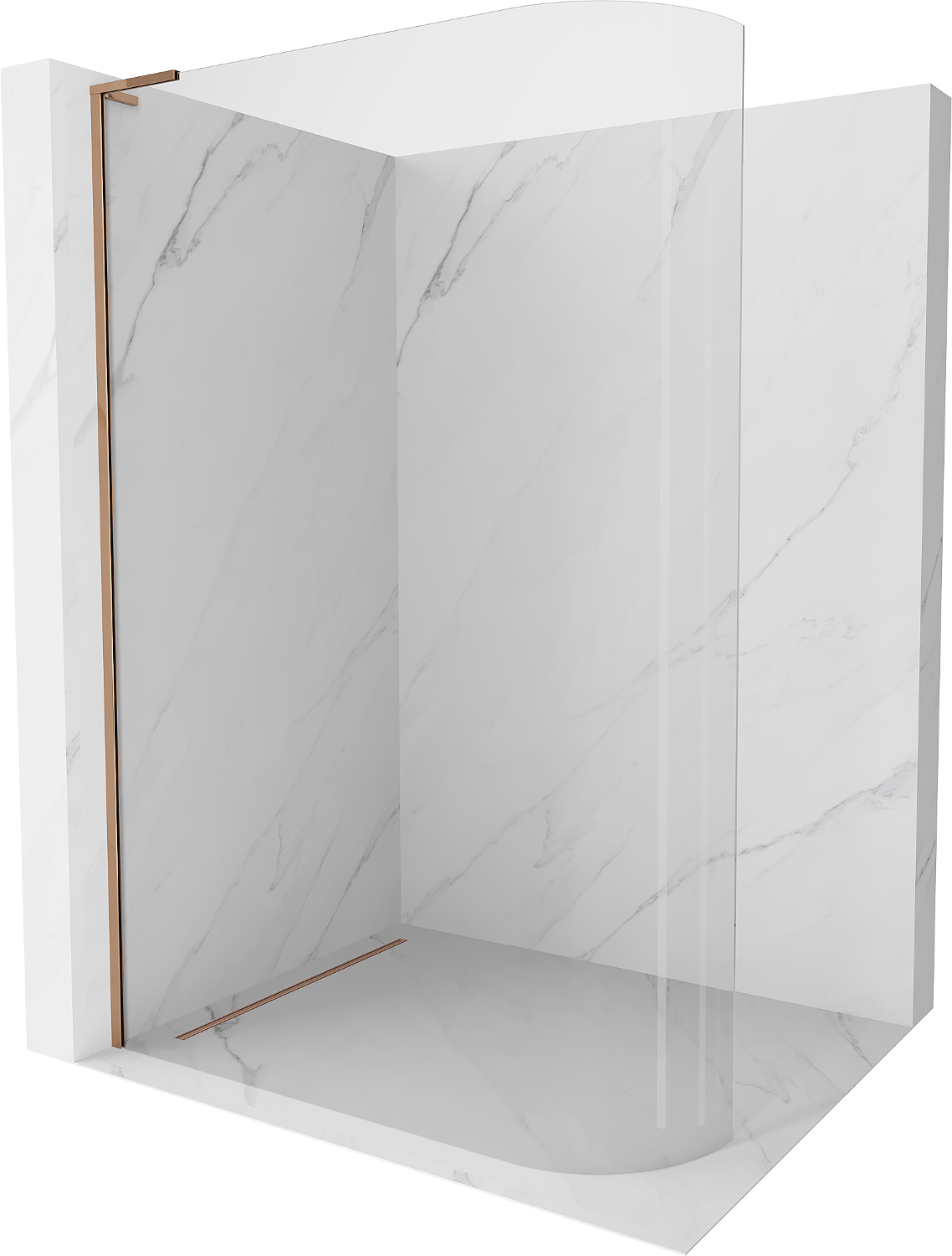 Mexen Kioto L Duschwand gebogen Walk-in 120 x 200 cm, transparent, rosegold - 800-120-103-60-06