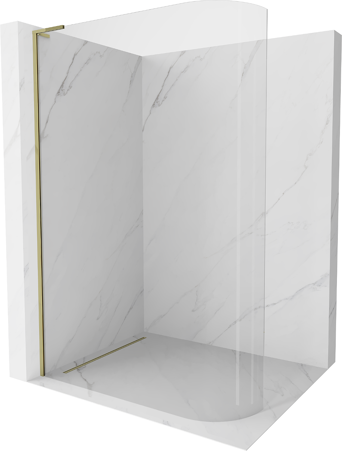 Mexen Kioto L Duschwand gebogen Walk-in 90 x 200 cm, transparent, gold - 800-090-103-50-06