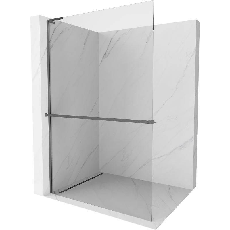 Mexen Kioto+ L Duschwand mit Regal Walk-in 85 x 200 cm, transparent, gun metal - 800-085-123-95-00