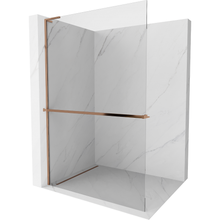 Mexen Kioto+ L Duschwand mit Regal Walk-in 110 x 200 cm, transparent, roségold - 800-110-123-60-00