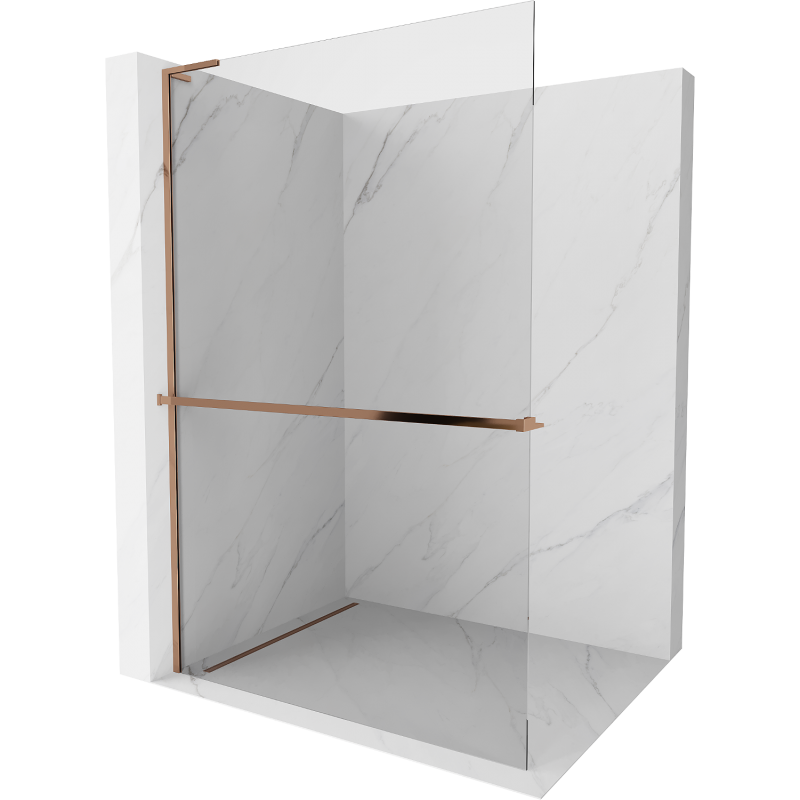 Mexen Kioto+ L Duschwand mit Regal Walk-in 90 x 200 cm, transparent, roségold - 800-090-123-60-00