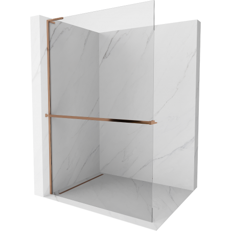 Mexen Kioto+ L Duschwand mit Regal Walk-in 65 x 200 cm, transparent, roségold - 800-065-123-60-00