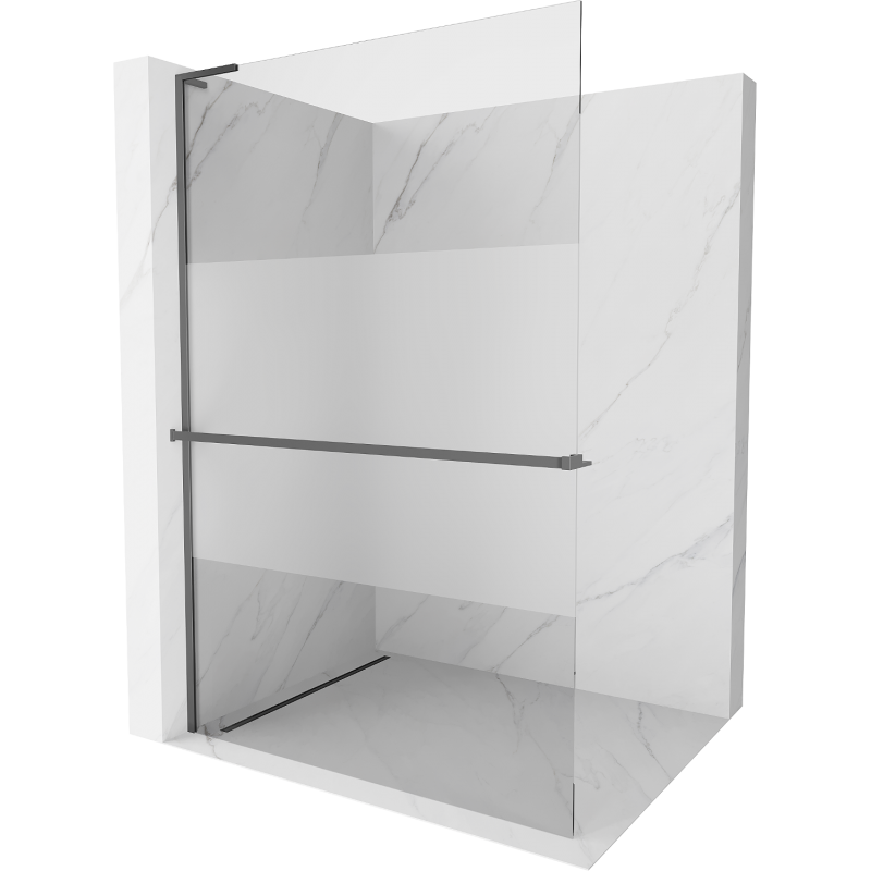 Mexen Kioto+ L Duschwand mit Regal Walk-in 80 x 200 cm, transparent/gefrostet, gun metal - 800-080-123-95-35