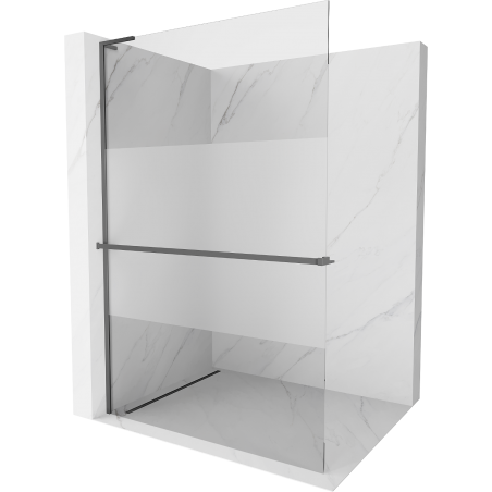 Mexen Kioto+ L Duschwand mit Regal Walk-in 80 x 200 cm, transparent/gefrostet, gun metal - 800-080-123-95-35