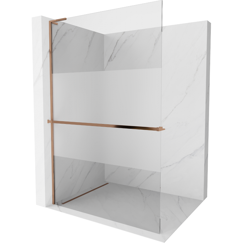 Mexen Kioto+ L Duschwand mit Regal Walk-in 70 x 200 cm, transparent/strukturiert, roségold - 800-070-123-60-35