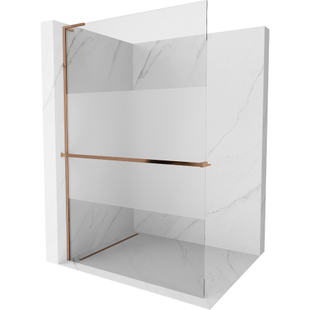 Mexen Kioto+ L Duschwand mit Regal Walk-in 70 x 200 cm, transparent/strukturiert, roségold - 800-070-123-60-35