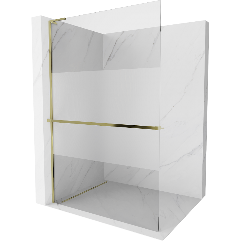 Mexen Kioto+ L Duschwand mit Regal Walk-in 110 x 200 cm, transparent/weiß, gold - 800-110-123-50-35