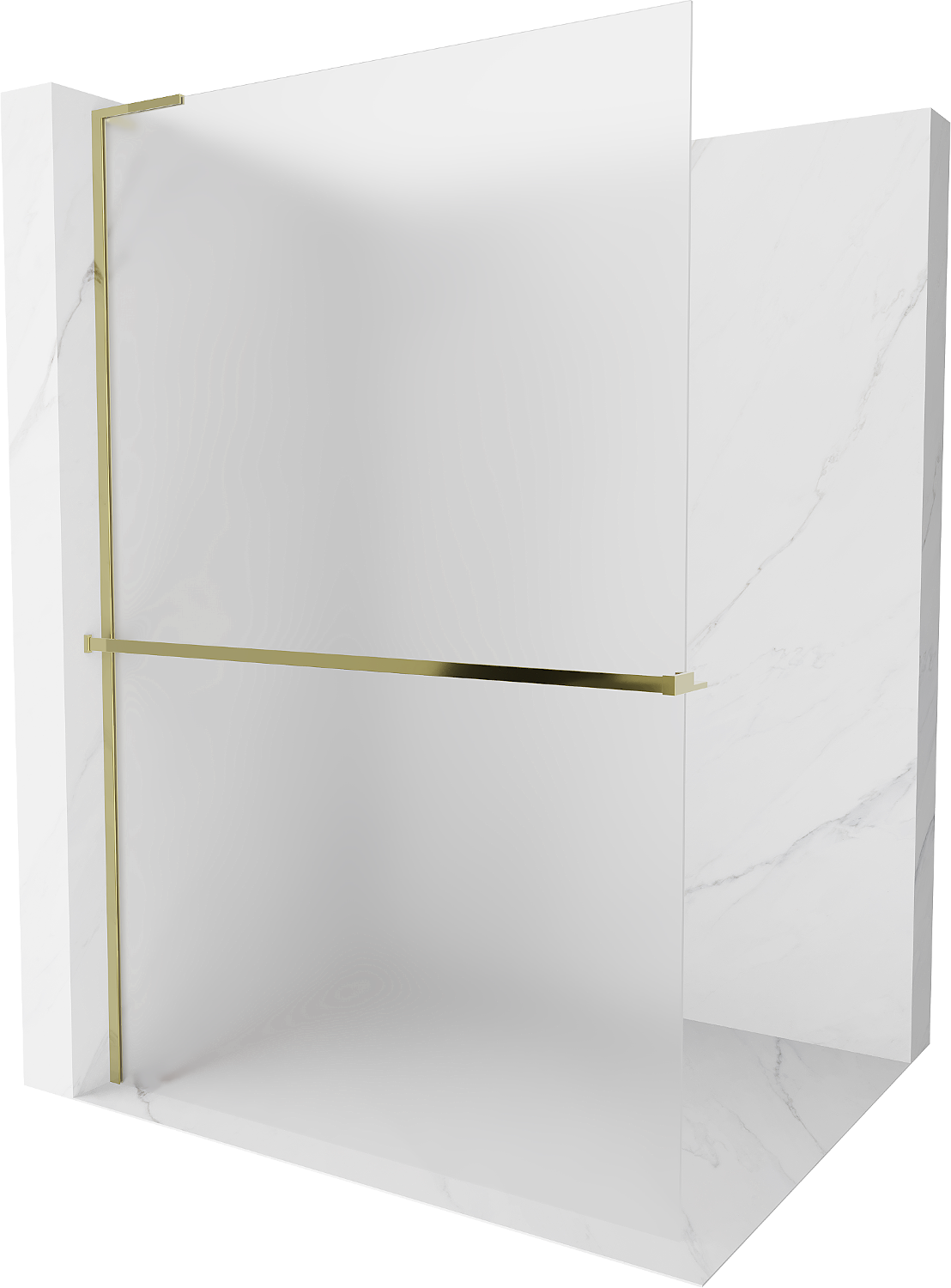 Mexen Kioto+ L Duschwand mit Ablage Walk-in 80 x 200 cm, satin, gold - 800-080-123-50-30