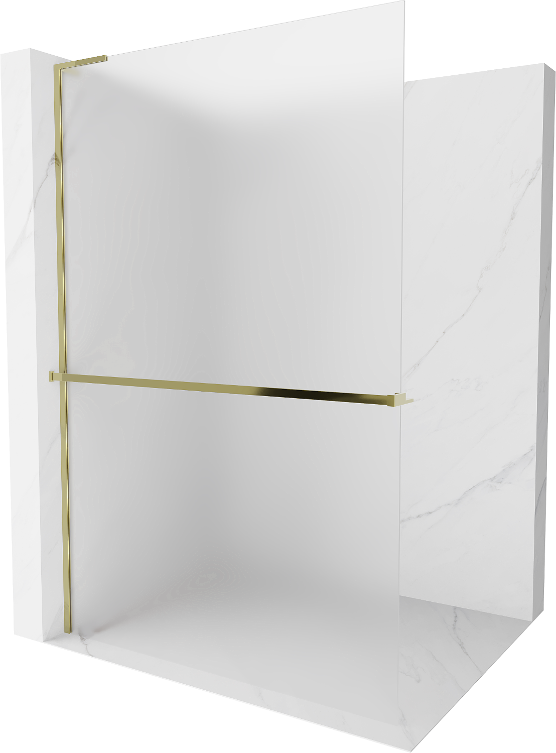 Mexen Kioto+ L Duschwand mit Ablage Walk-in 110 x 200 cm, frosted, gold - 800-110-123-50-30