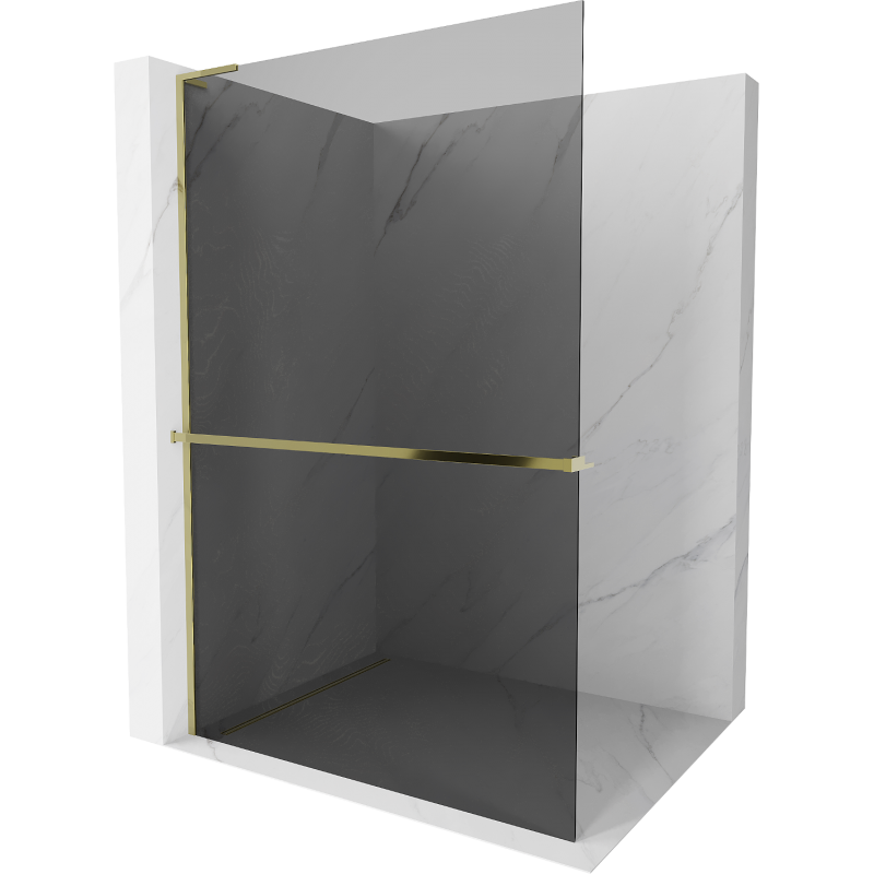 Mexen Kioto+ L Duschwand mit Regal Walk-in 70 x 200 cm, grafit, gold - 800-070-123-50-40