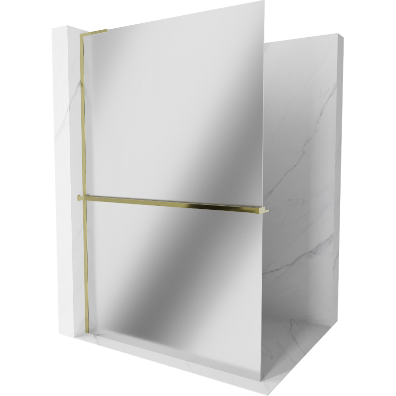 Mexen Kioto+ L Duschwand mit Shelf Walk-in 90 x 200 cm, Spiegel, Gold - 800-090-123-50-50