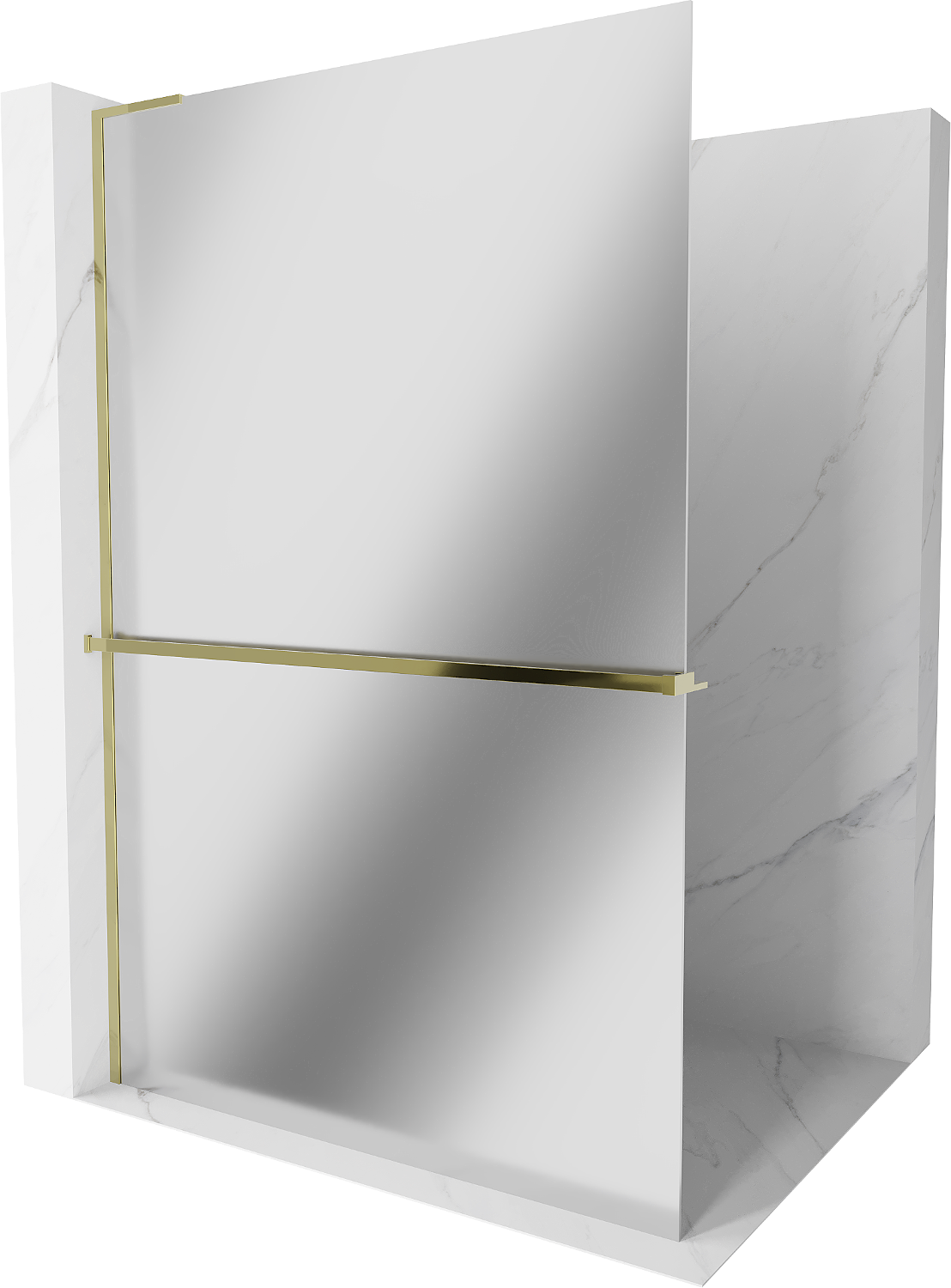 Mexen Kioto+ L Duschwand mit Shelf Walk-in 90 x 200 cm, Spiegel, Gold - 800-090-123-50-50